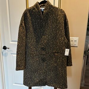 Old Navy Leopard Print Coat in Brown and Black